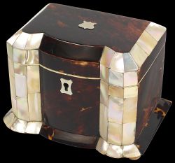 A Fine quality Georgian Tortoiseshell and Mother-of-Pearl Tea Caddy