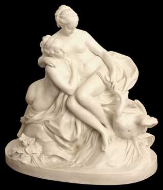 A 19th Century Bisque figure depicting Leda and The Swan after Boucher
