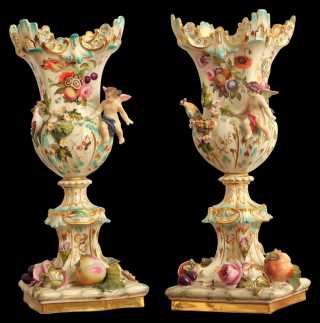 A pair of exceptional quality 19th Century Coalbrookdale Vases