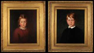 A Pair of Portraits of a young Brother and Sister